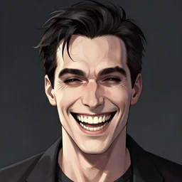 digital portrait of a sinister laughing man by brian bolland, rachel birkett, alex ross, and neal adams | centered, deviantart, artgerm
