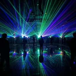 mirror tunnel colored laser show, 8 k
