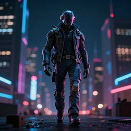 macro view of a giant of 1 km of hight walking on the big city, tron, close up bokeh hiperrealistic neon glow darkness dramatic neon, sharp focus, octane render, imax