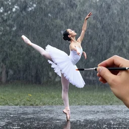 palette knife ballerina in rain