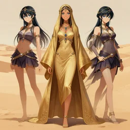a full body beautiful touareg woman by karol bak, ayami kojima, artgerm, sakimichan, arabian beauty, blue eyes, smile, concept art, fantasy