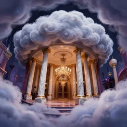 curled perspective digital art of curly clouds entrance to the casino with marble columns by anton fadeev from nightmare before christmas