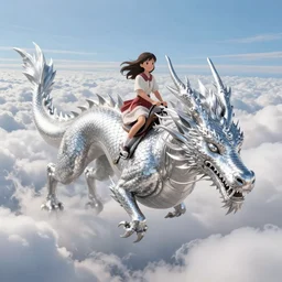 the beautiful scene render that a beautiful girl lride on a huge silver white dragon back, in the fairyland surrounded by white clouds, in the style of makoto shinkai victo ngai and peter mohrbacher studio ghibli artgerm karol bak beeple, animation style, 8 k hd, dream, ultra wide angle, animation style, hyperrealism, 3 d render, hyper detailed