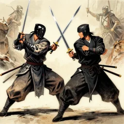 Epic Battle between two swordsmen drawn by Tony Sart