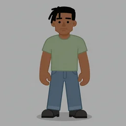 rpg character sprite of an african american man with short dreadlocks