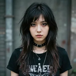 a portrait of a pretty sewer punk young lady by alex grey