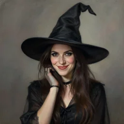a realistic flirty witch portrait, by edward hopper, new artstation artist,