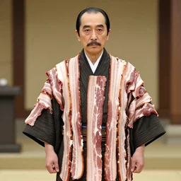 emperor hirohito wearing clothes made of bacon