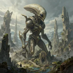 alien landscape, highly detailed, illustration, fantasy art, in the style of greg rutkowski, epic, fantasy, intricate, hyper detailed, artstation, concept art, smooth, sharp focus, ray tracing