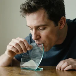 man eating glass
