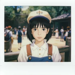 a film still polaroid portrait of a very silly 1 9 5 0's zoo keeper girl, finely detailed features, sun light, at a busy zoo, gapmoe yandere grimdark, trending on pixiv fanbox, painted by greg rutkowski makoto shinkai takashi takeuchi studio ghibli, akihiko yoshida, pixar 3 d still. renderman