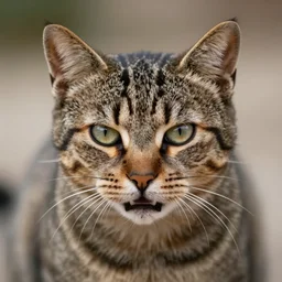 a photo of an angry tabby cat, very realistic, very detailed