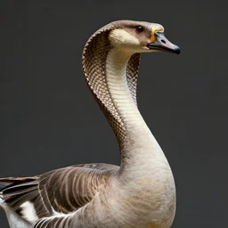 professional digital art of a goose with the head of a cobra, highly detailed, excellent composition
