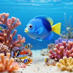 fisher price coral reef, california scene from tv show hyper detailed 5 5 mm 8 5 mm, toy photography, made out of plastic
