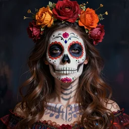 illustration of a sugar skull day of the dead girl, art by magali villeneuve