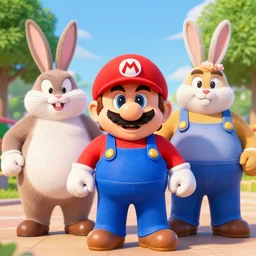 real life big chungus dressed like mario, super mario, big chungus, fat bugs bunny, high resolution photo