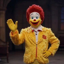 an award winning scene still of ronald mcdonald in the wizard of oz movie, gloomy atmosphere, digitally enhanced colour restoration