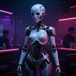 Cybernetic Ghost in the shell in a night club, octane