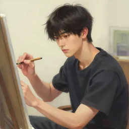 attractive male, painting by greg rutkowski and katsuya terada, trending on artstation