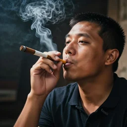 a photo of xqc smoking a cigarrette, high level of coherency