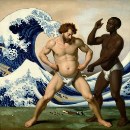 a man pulling threads out of his belly, by giuseppe arcimboldo and ambrosius benson, by hokusai and hasui kawase, by james gilleard, by beksinski, by wangechi mutu