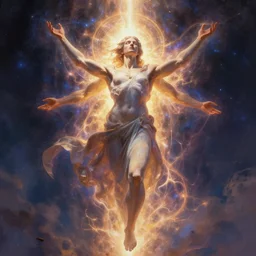 concept art for the last imperfect physical life - form seconds before the universe is again in rapturous divine perfect unity!! energy, power, biblical, final victory of order over disorder!! final defeat of entropy, digital painting, artstation, smooth, sharp focus