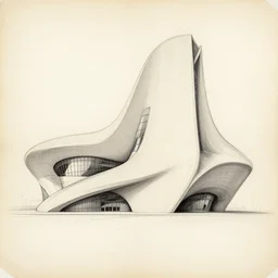 davinci sketch technique style old paper zaha hadid building