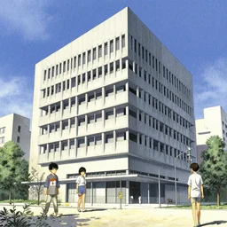 manga of architecture in the style of yuichi yokoyama and sasaki maki and peter doig