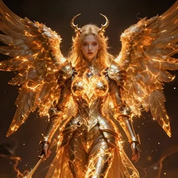 Angel knight gothic girl made of Fractal flame,