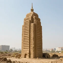 a skyscraper made of mud