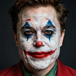 elon musk joker makeup portrait hd detailed ultra realistic photo