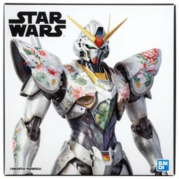 futuristic nelumbo mecha lotus upper body, sepals forming helmet, floral details, nelumbo, 8 k hd resolution, barbatos gundam with floral inlay, bandai box art, star wars, makoto kobayashi, frank gehry, raymond swanland