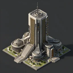 sci-fi building. isometric view, concept art, Unreal Engine, ultra detail, 8K, 3D, Greg Rutkowski