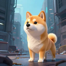 a cyborg shiba inu gazing thru an abandoned cyberpunk city, digital art made by stanley artgerm lau, wlop, rossdraws, james jean, andrei riabovitchev, marc simonetti, yoshitaka amano, artstation, cgsociety