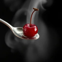 a cherry on a spoon