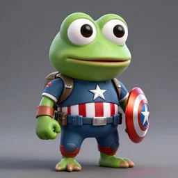 human like 3 d pepe the frog as captain america, hyper realistic