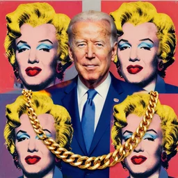 andy warhol pop art joe biden gold chain detailed vintage collage