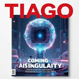 TIAGO magazine cover, the coming AI singularity, by chevrier