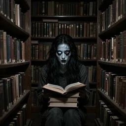 horror movie creepy library books haunted eyes everywhere