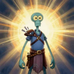 squidward boss in style of God of war by zdzisław beksiński