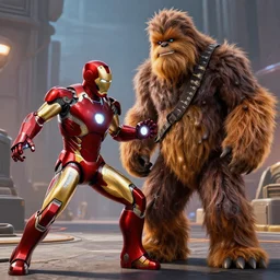 iron man fighting chewbacca
