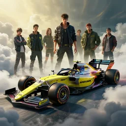 concept formula one pickup trophy truck from cyberpunk 2 0 7 7. art by jesper ejsing, feng zhu, makoto shinkai, lois van baarle, ilya kuvshinov, rossdraws. clouds by rhads. global light 3 d rtx hdr