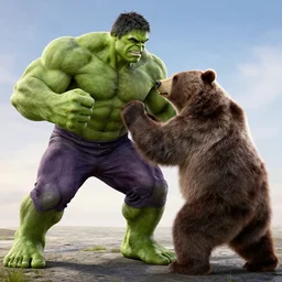 hulk punching a bear, production still, marvel studios