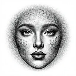 a fractal forming a face, drawn with micron, black ink