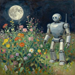a flowering garden on the moon, 👽🤖, impasto paint in the style of martin johnson heade,