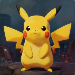 Beatiful oil painting of a Pikachu Mona Lisa, cyber punk