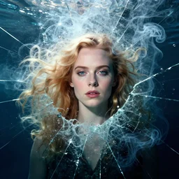 delirium, chaotic storm of liquid smoke, stylized beauty portrait of natalie dormer, by petros afshar, ross tran, tom whalen, peter mohrbacher, artgerm, shattered glass, bubbly underwater scenery, radiant light, 8 k