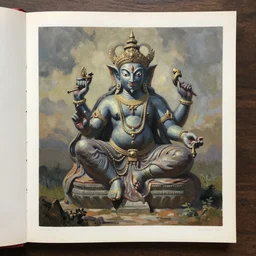asset sheet, material study ( caricature ) brahma ( mark ryden, hildebrandt ) ( lofi, high detail ) ( oil paint on canvas )
