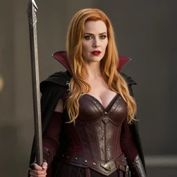 long shot photo of christina hendricks as a vampire warrior