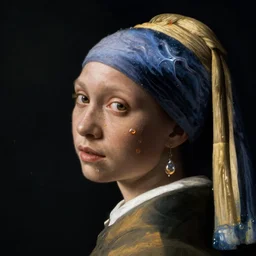 a woman's face in profile, made of ferrofluid, in the style of the dutch masters and gregory crewdson, dark and moody